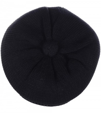 Skullies & Beanies Womens Winter Visor Cap Beanie Hat Wool Blend Lined Crochet Decoration - Black Lines - CB18WKXXWMN $15.65
