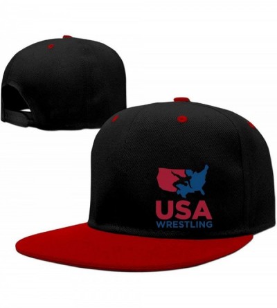 Baseball Caps Unisex USA Wrestling Flat Baseball hat - Hip Hop Red - CE18I5DGNOL $25.09