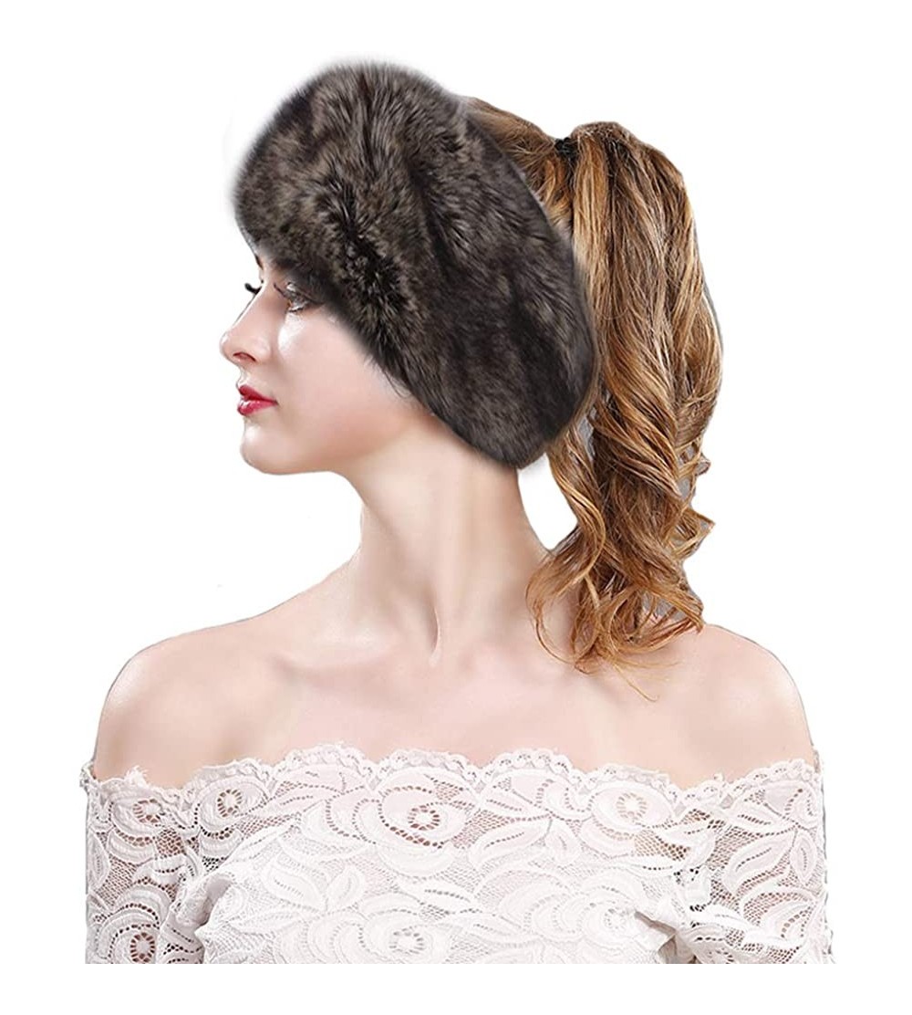 Cold Weather Headbands Women's Faux Fur Headband Elastic Head Warmer Luxurious Earmuff Snow Hat - Rabbit - C618K6CYHDE $11.20