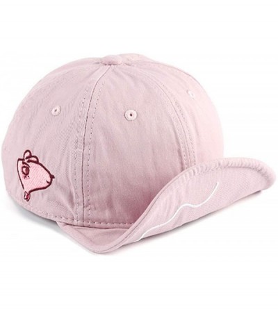 Baseball Caps Baseball Cap Cute Pig Embroideried Short Bill Snapback Caps Flat to Full Flip Brim Hat - Pg01-pinkpink - C418SI...