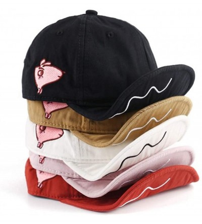 Baseball Caps Baseball Cap Cute Pig Embroideried Short Bill Snapback Caps Flat to Full Flip Brim Hat - Pg01-pinkpink - C418SI...