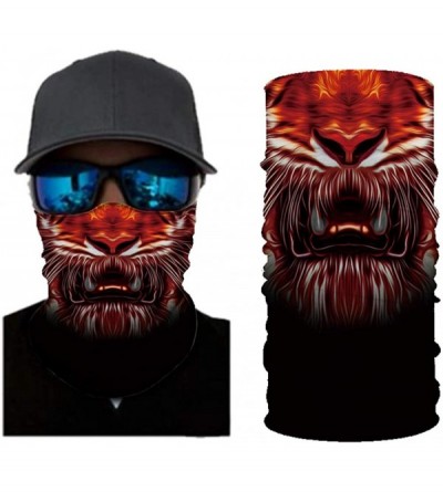 Balaclavas Cool Wolf Lion Print Bandana Balaclava Face Mask Neck Gaiter Scarf Headband for Men Women - Orange Animal - CH197X...