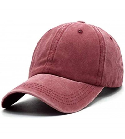 Baseball Caps Men Women Baseball Cap Vintage Cotton Washed Distressed Hats Twill Plain Adjustable Dad-Hat - Burgundy/4 - CS18...