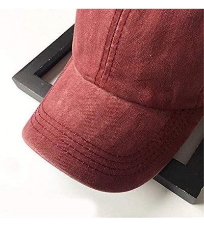 Baseball Caps Men Women Baseball Cap Vintage Cotton Washed Distressed Hats Twill Plain Adjustable Dad-Hat - Burgundy/4 - CS18...