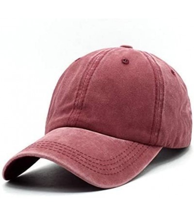 Baseball Caps Men Women Baseball Cap Vintage Cotton Washed Distressed Hats Twill Plain Adjustable Dad-Hat - Burgundy/4 - CS18...