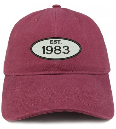 Baseball Caps Established 1983 Embroidered 37th Birthday Gift Soft Crown Cotton Cap - Maroon - CM180KYET5S $16.55