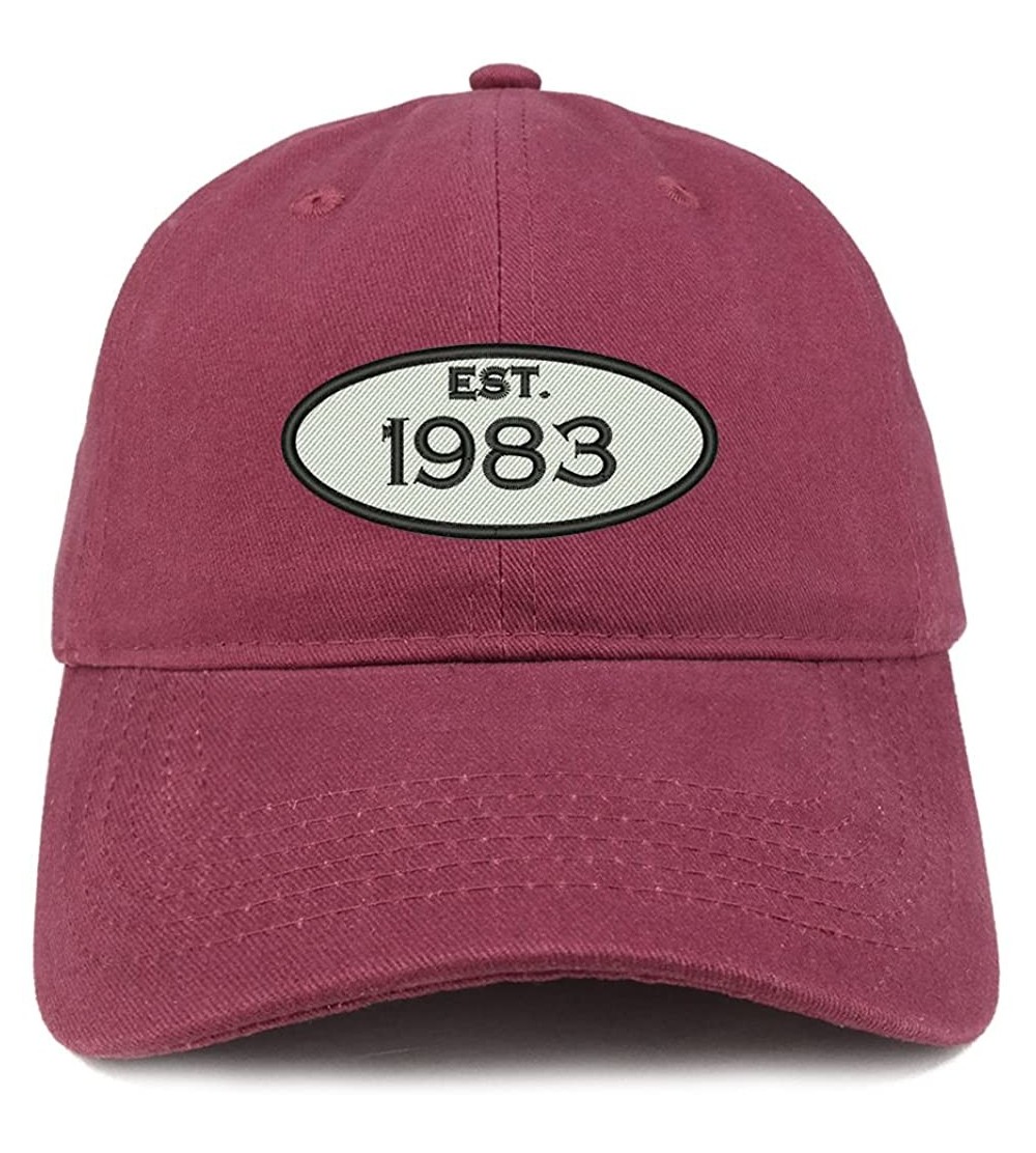 Baseball Caps Established 1983 Embroidered 37th Birthday Gift Soft Crown Cotton Cap - Maroon - CM180KYET5S $16.55