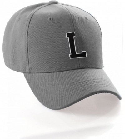 Baseball Caps Classic Baseball Hat Custom A to Z Initial Team Letter- Charcoal Cap White Black - Letter L - C018IDXS0G6 $11.01