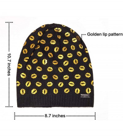 Skullies & Beanies Womens Beanie Printed Slouchy Wool - Beany for Women Knit Hats Caps Soft Warm - Black - C5187R778OI $22.28