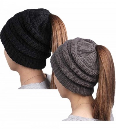 Skullies & Beanies Ponytail Cap Messy Trucker Adjustable Visor Baseball Cap Hat Unisex - Black&grey - CB18KDY8EL9 $16.79