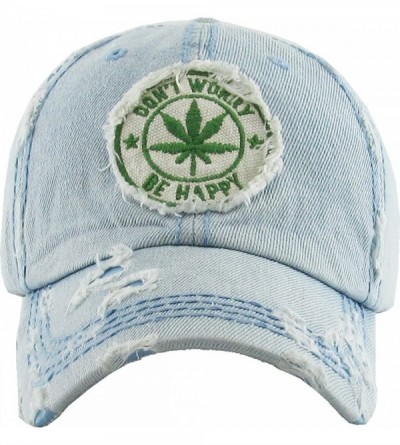Baseball Caps Weed Marijuana Leaf Collection Dad Hat Baseball Cap Polo Style Adjustable - (1.1) Be Happy Light Denim - C818EY...