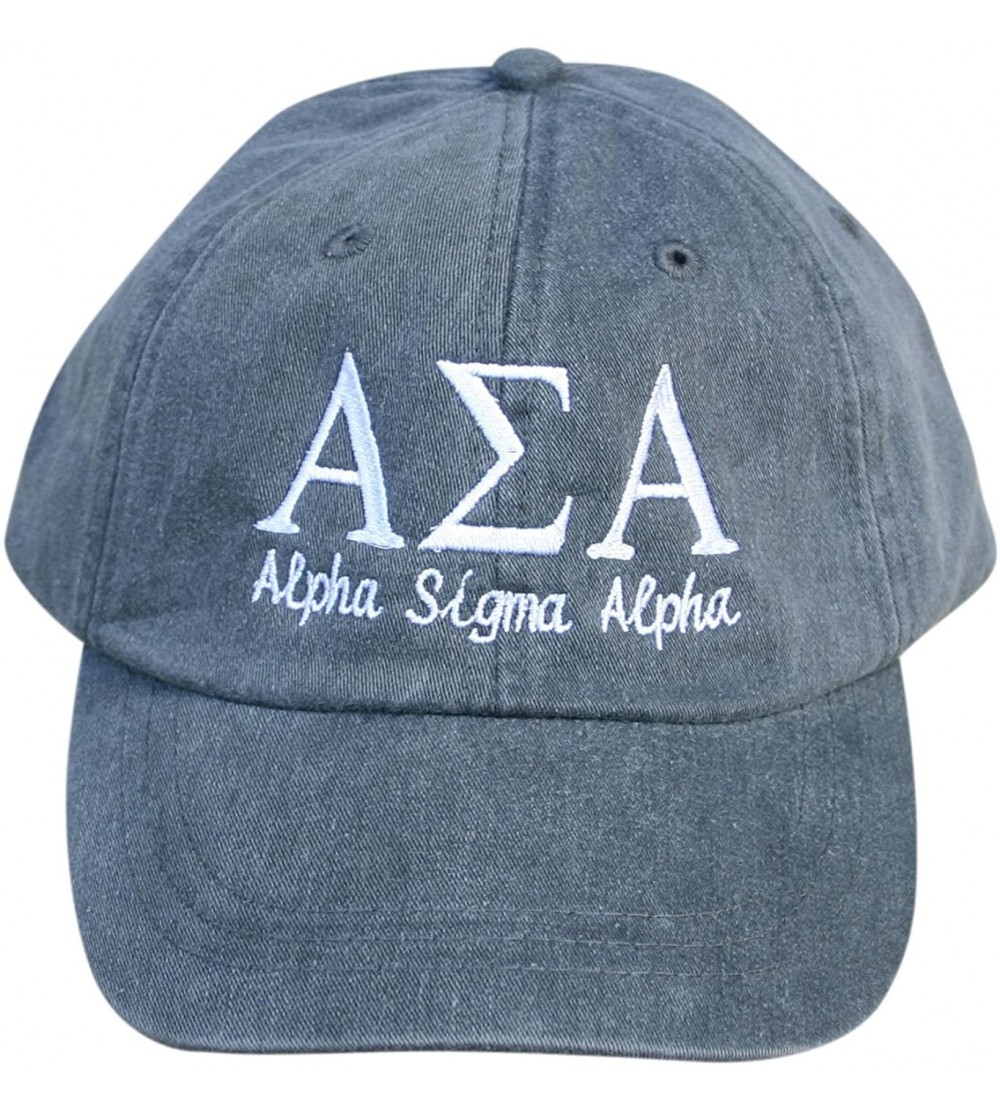 Baseball Caps Womens Alpha Sigma Alpha Script Baseball Cap - Charcoal - CA1872K3G8L $23.69