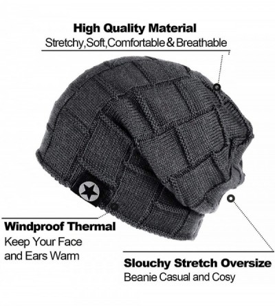 Skullies & Beanies Winter Knit Wool Warm Hat Thick Soft Stretch Slouchy Beanie Skully Cap - F1-grey - C818HEEG69R $12.43
