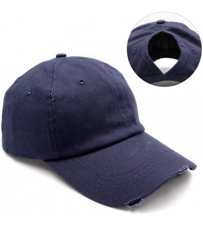 Baseball Caps Ponytail Unconstructed Washed Dad Hat Messy High Bun Ponycaps Plain Baseball Cap - CB18WWWUTYC $11.60
