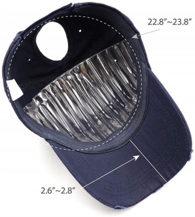 Baseball Caps Ponytail Unconstructed Washed Dad Hat Messy High Bun Ponycaps Plain Baseball Cap - CB18WWWUTYC $11.60