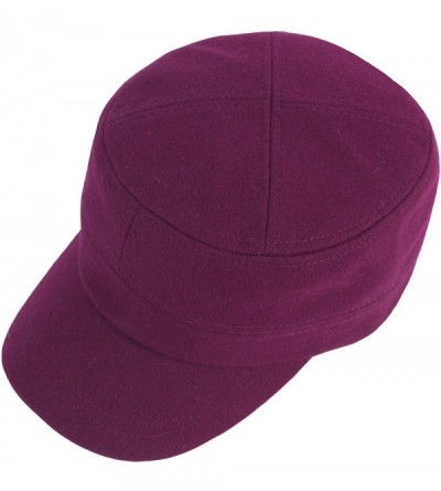 Baseball Caps A108 Wool Winter Warm Simple Design Club Army Cap Cadet Military Hat - Wine - CE188STSU0A $17.44