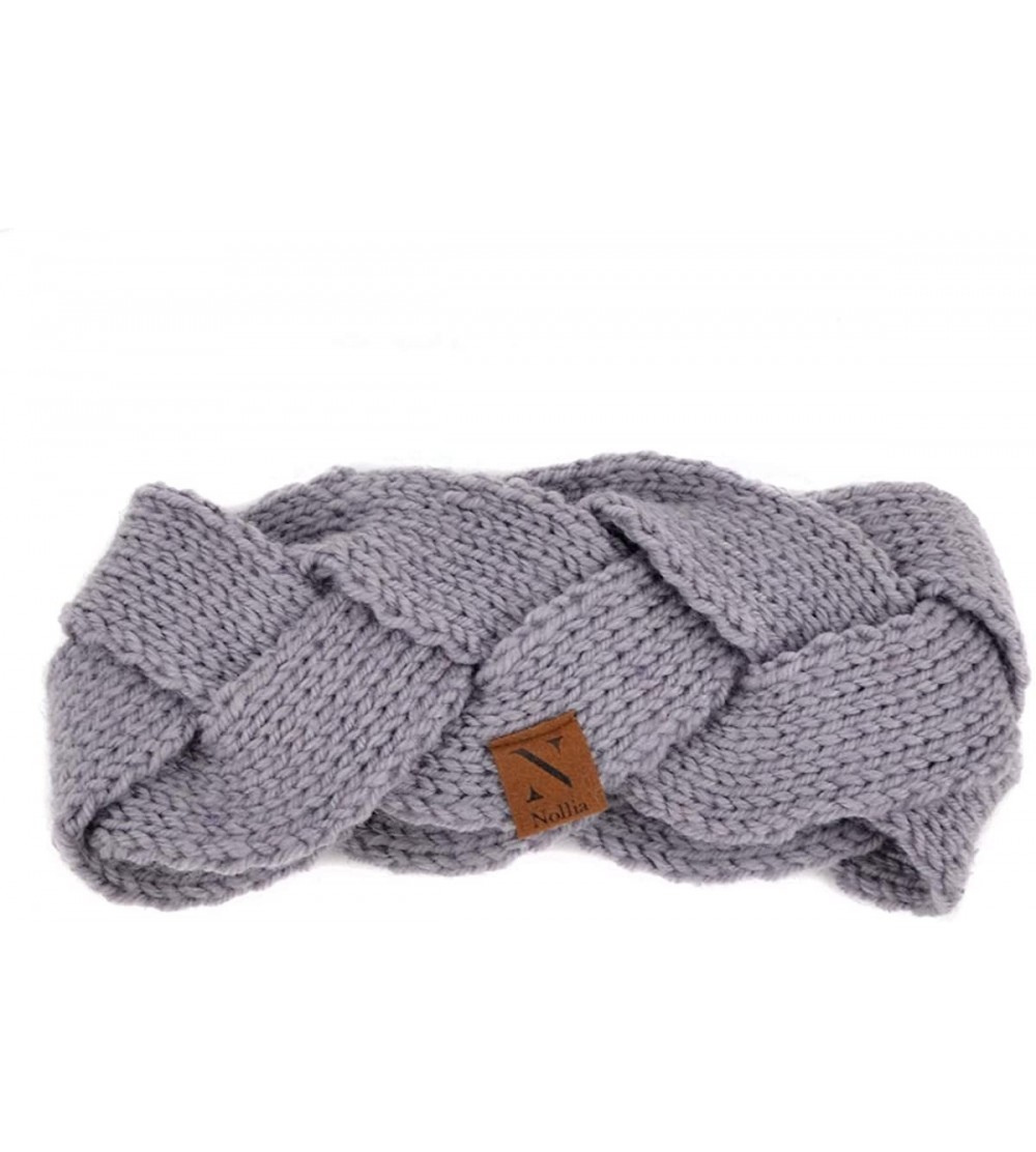 Cold Weather Headbands Winter Ear Bands for Women - Knit & Fleece Lined Head Band Styles - Grey Braided - CB18A98TX3C $7.21