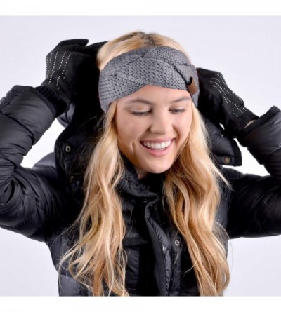 Cold Weather Headbands Winter Ear Bands for Women - Knit & Fleece Lined Head Band Styles - Grey Braided - CB18A98TX3C $7.21