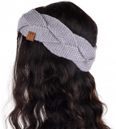 Cold Weather Headbands Winter Ear Bands for Women - Knit & Fleece Lined Head Band Styles - Grey Braided - CB18A98TX3C $18.24
