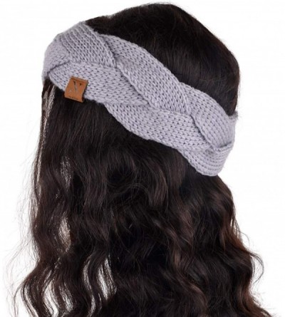 Cold Weather Headbands Winter Ear Bands for Women - Knit & Fleece Lined Head Band Styles - Grey Braided - CB18A98TX3C $7.21