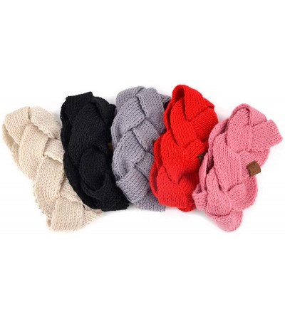 Cold Weather Headbands Winter Ear Bands for Women - Knit & Fleece Lined Head Band Styles - Grey Braided - CB18A98TX3C $7.21