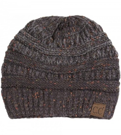 Skullies & Beanies Women's Trendy Four Tone Multi Color Ribbed Cable Knit Beanie - Dark Grey - CN18QGYE8T3 $9.73