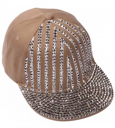 Baseball Caps Womens Sequined Striped Baseball Cap - Taupe - C512I3TKRR7 $19.57