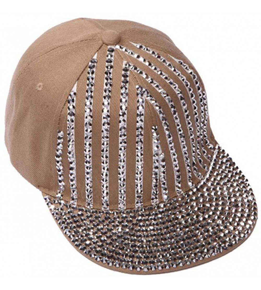 Baseball Caps Womens Sequined Striped Baseball Cap - Taupe - C512I3TKRR7 $19.57