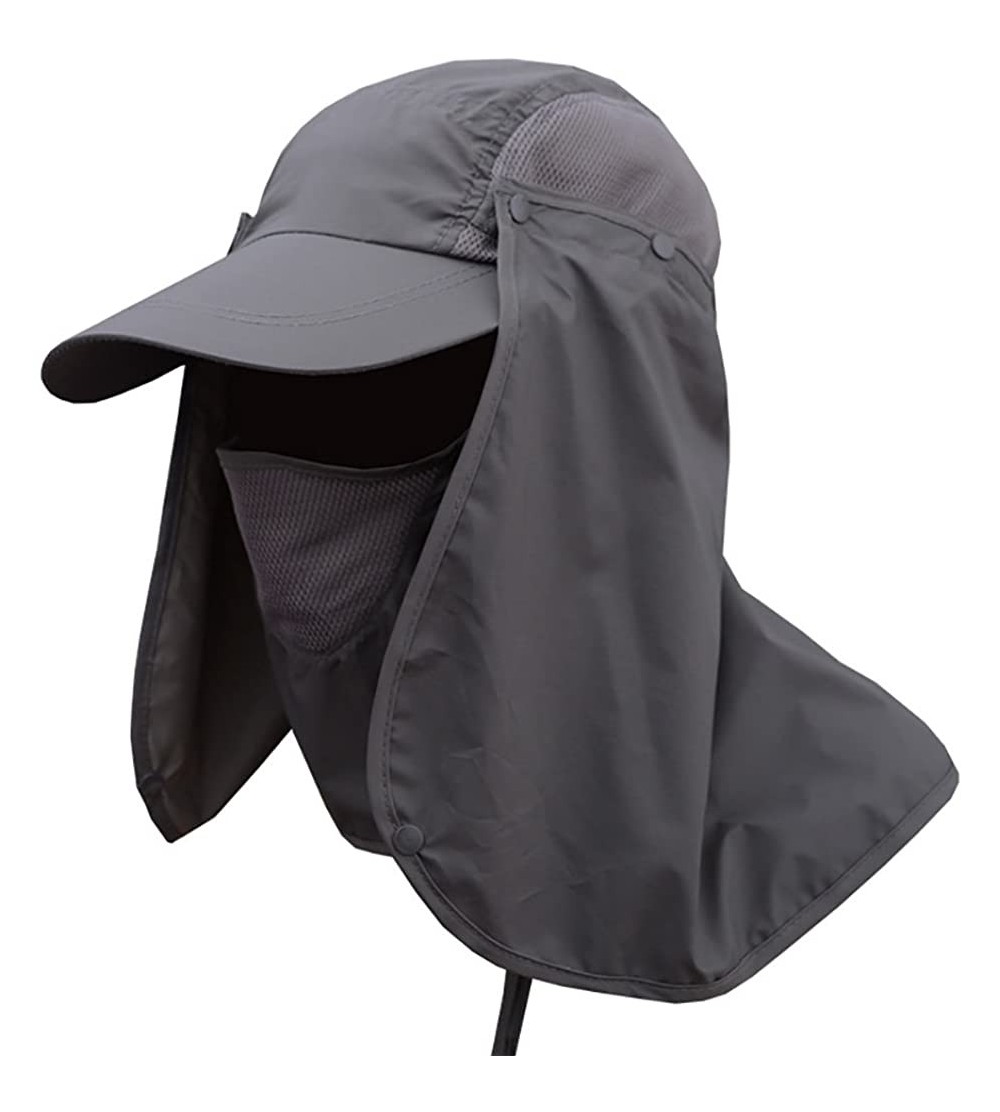 Sun Hats Summer Outdoor Sun Protection Fishing Cap Removable Neck Face Flap Cover Caps for Men Women - Dark Grey - C518CU5GXE...