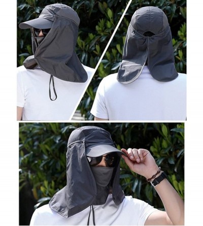 Sun Hats Summer Outdoor Sun Protection Fishing Cap Removable Neck Face Flap Cover Caps for Men Women - Dark Grey - C518CU5GXE...