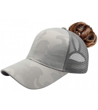 Baseball Caps Womens Ponytail Messy High Buns Trucker Ponycaps Plain Baseball Cap Dad Hat Adjustable Snapback - O-camo Grey -...