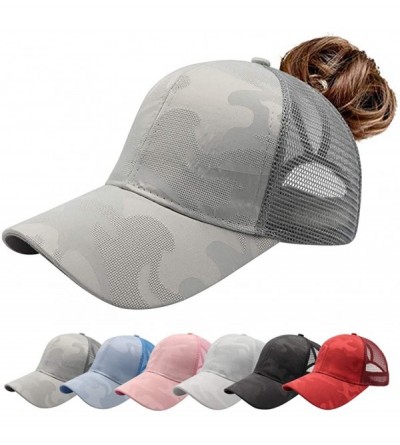 Baseball Caps Womens Ponytail Messy High Buns Trucker Ponycaps Plain Baseball Cap Dad Hat Adjustable Snapback - O-camo Grey -...
