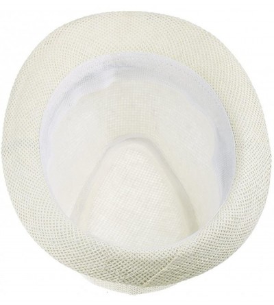 Sun Hats Womens Mens Summer Fedora Hat Caps - Cream - C011K2USGMJ $9.44