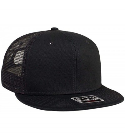 Baseball Caps SNAP Cotton Twill Round Flat Visor 6 Panel Mesh Back Trucker Snapback - Black - CM180D50ZD0 $12.72