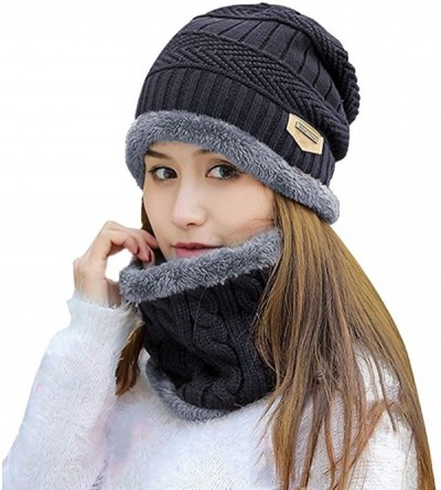 Skullies & Beanies Winter Beanie Hat Scarf Gloves Slouchy Snow Knit Skull Cap Infinity Scarves Touch Screen Mittens for Women...