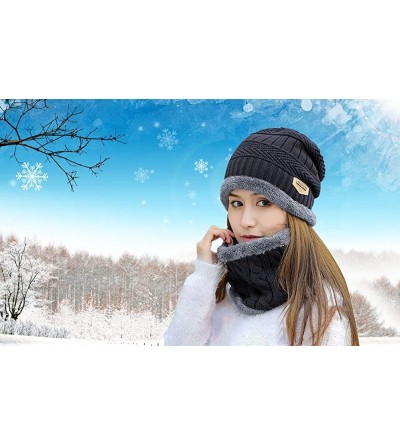 Skullies & Beanies Winter Beanie Hat Scarf Gloves Slouchy Snow Knit Skull Cap Infinity Scarves Touch Screen Mittens for Women...