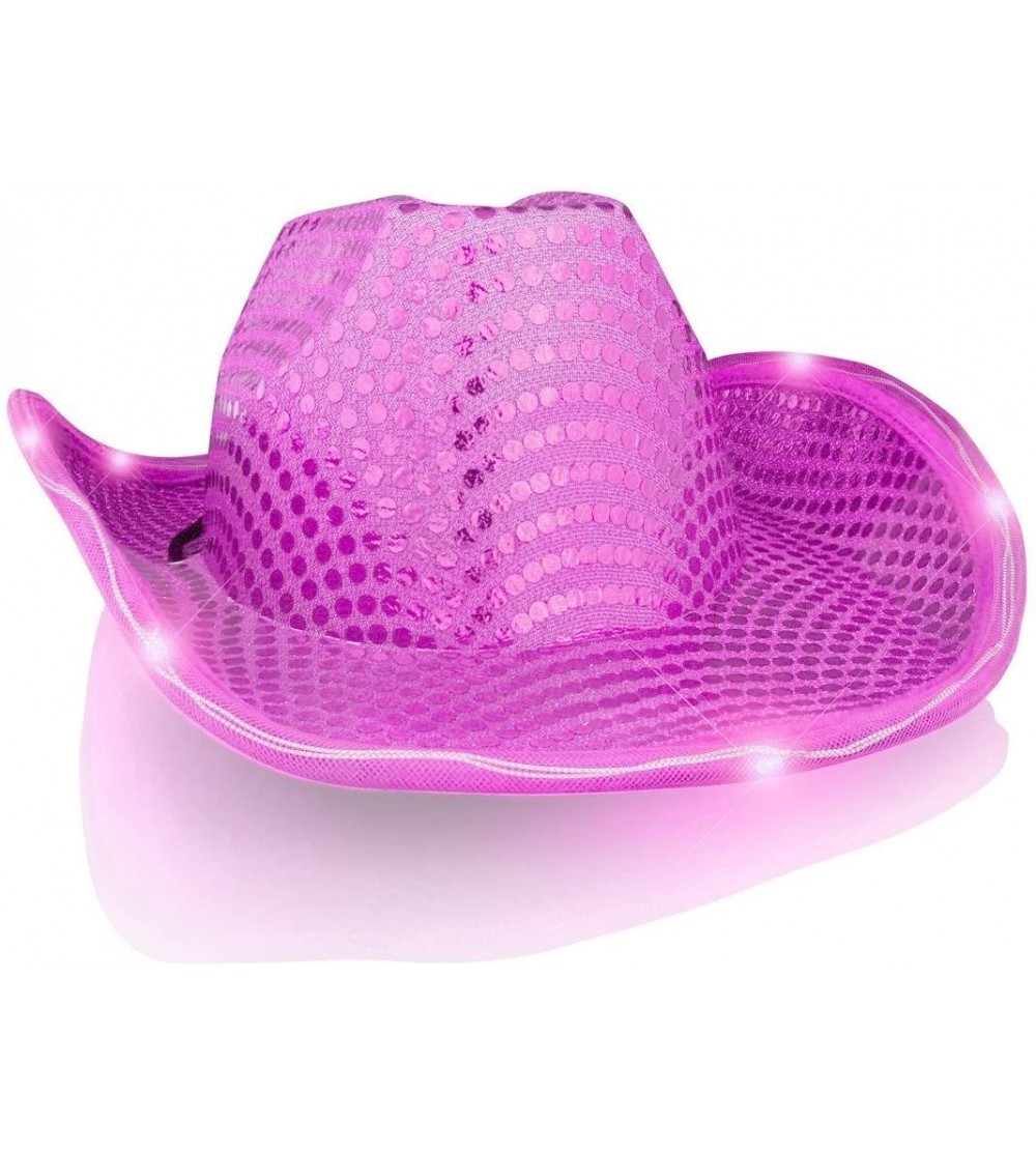 Cowboy Hats LED Pink Tube Cowboy Hat (2-Pack) - Pink- Black - C818DKXE9QA $26.42