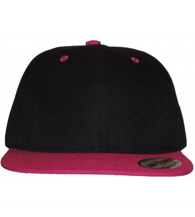 Baseball Caps Premium Plain Two-Tone Flat Bill Snapback Hat - Baseball Cap (Black/Hot Pink) - CZ11KV8XR3F $23.39