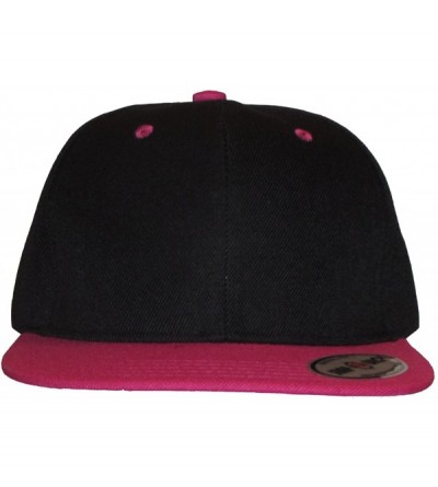 Baseball Caps Premium Plain Two-Tone Flat Bill Snapback Hat - Baseball Cap (Black/Hot Pink) - CZ11KV8XR3F $12.37