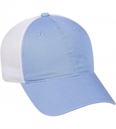 Baseball Caps Garment Washed Meshback Cap - Lt Blue/White - CL182SZNOCE $26.13