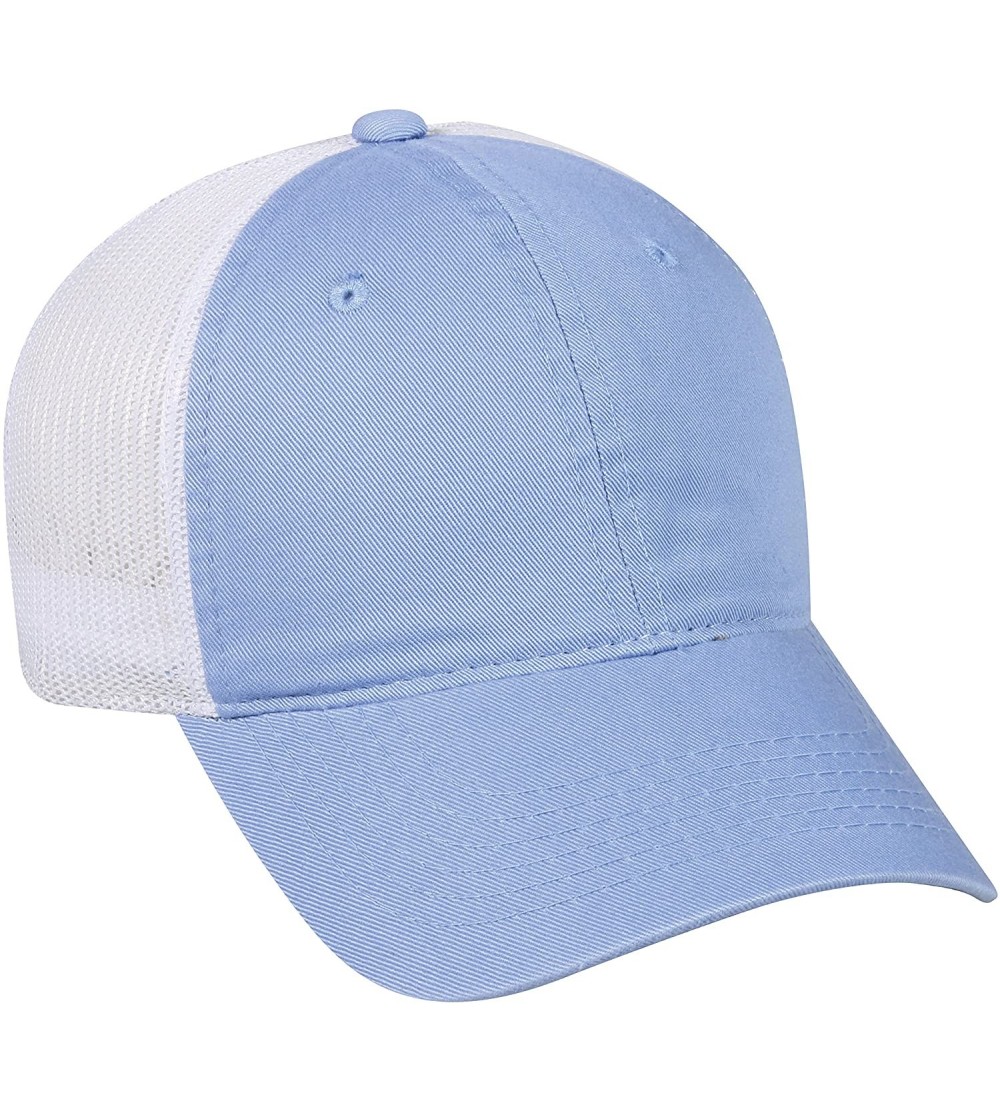 Baseball Caps Garment Washed Meshback Cap - Lt Blue/White - CL182SZNOCE $12.56