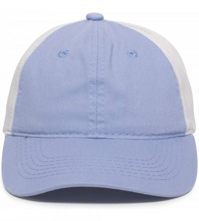 Baseball Caps Garment Washed Meshback Cap - Lt Blue/White - CL182SZNOCE $12.56