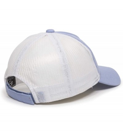 Baseball Caps Garment Washed Meshback Cap - Lt Blue/White - CL182SZNOCE $12.56