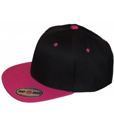 Baseball Caps Premium Plain Two-Tone Flat Bill Snapback Hat - Baseball Cap (Black/Hot Pink) - CZ11KV8XR3F $12.37