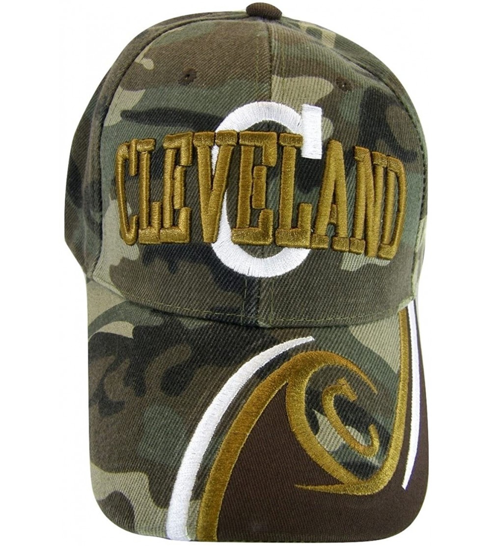 Baseball Caps Cleveland Men's C Wave Pattern Adjustable Baseball Cap - Camouflage/Brown - CL17WYTAQYW $11.07