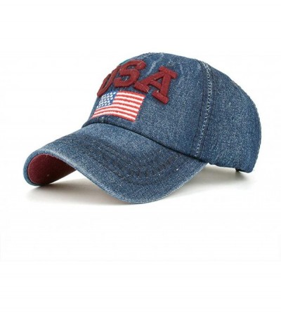 Baseball Caps Baseball Cap Women Denim Hat American Flag Hat USA Embroidered Hats Adjustable Dad Hats Unisex Outdoor Cap - Re...