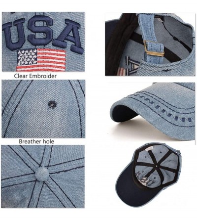 Baseball Caps Baseball Cap Women Denim Hat American Flag Hat USA Embroidered Hats Adjustable Dad Hats Unisex Outdoor Cap - Re...