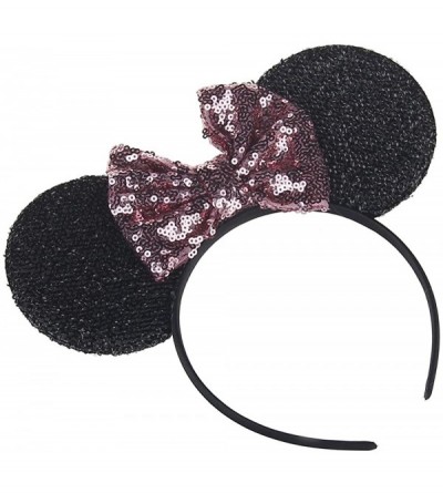 Headbands Sequins Bowknot Lovely Mouse Ears Headband Headwear for Travel Festivals - Pink - CW18569CYRA $20.75