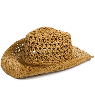 Sun Hats Straw Hat Women Men Cowboy Hat Beach Floppy Sun Hat Brim Summer Sunhat Bush Hat - Khaki - CZ18RH0K40W $16.10