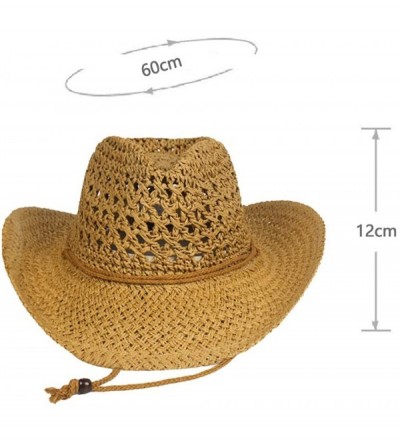 Sun Hats Straw Hat Women Men Cowboy Hat Beach Floppy Sun Hat Brim Summer Sunhat Bush Hat - Khaki - CZ18RH0K40W $16.10